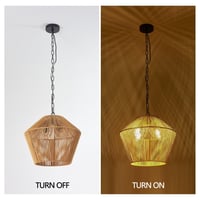 Image 6 of Boho Hemp Rope Pendant Light, Handcrafted Farmhouse Hanging Light Fixture