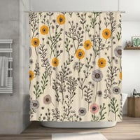 Image 3 of Yellow Flower Bath Curtain Set Shower Decor Vintage Print Modern Home Decor Shower Curtain 3D Pri...