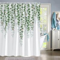 Image 2 of Eucalyptus Leaves Shower Curtain for Bathroom Green Leaf Plant Decorative Bath