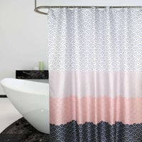 Image 2 of Nordic Shower Curtain Geometric Color Block Bath Curtains Bathroom for Bathtub Bathing Cover Extr...