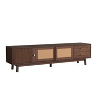 Image 10 of Mid Century Modern TV Stand for 80' TVs, Entertainment Center Doors and Drawers