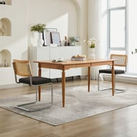 Image 21 of Mid Century Modern Dining Chairs Set of 2, Accent Chairs With Cane Back &amp; Chrome Base