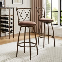 Image 1 of 2 Piece Bar Stools, Brown Bar Stools, Industrial,Easy to Assemble, With Footrest
