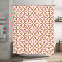 Image 3 of White Orange Geometric Shower Curtain Waterproof Bathroom Decorative Fabric