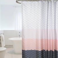 Image 5 of Nordic Shower Curtain Geometric Color Block Bath Curtains Bathroom for Bathtub Bathing Cover Extr...
