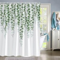 Image 5 of Eucalyptus Leaves Shower Curtain for Bathroom Green Leaf Plant Decorative Bath