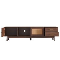 Image 12 of Mid Century Modern TV Stand for 80' TVs, Entertainment Center Doors and Drawers