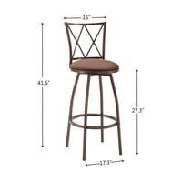 Image 2 of 2 Piece Bar Stools, Brown Bar Stools, Industrial,Easy to Assemble, With Footrest