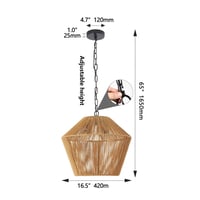 Image 10 of Boho Hemp Rope Pendant Light, Handcrafted Farmhouse Hanging Light Fixture