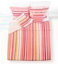 Image 3 of DaDa Bedding Multi-Red Pink Boho Summer Stripes Scalloped Lightweight Coverlet