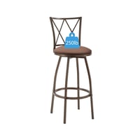 Image 3 of 2 Piece Bar Stools, Brown Bar Stools, Industrial,Easy to Assemble, With Footrest