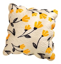 Image 1 of DaDa Bedding Yellow Fleur Floral Golden Orange Ivory Cream Scalloped