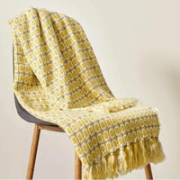 Image 1 of Pastoral Style Yellow Knitted Woolen Blanket