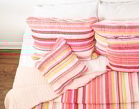 Image 4 of DaDa Bedding Multi-Red Pink Boho Summer Stripes Scalloped Lightweight Coverlet