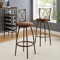 Image 4 of 2 Piece Bar Stools, Brown Bar Stools, Industrial,Easy to Assemble, With Footrest