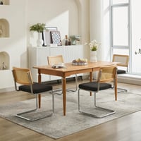 Image 24 of Mid Century Modern Dining Chairs Set of 2, Accent Chairs With Cane Back &amp; Chrome Base