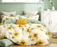 Image 1 of Mia Sunflower 100% Cotton Reversible Comforter Set