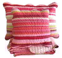 Image 5 of DaDa Bedding Multi-Red Pink Boho Summer Stripes Scalloped Lightweight Coverlet