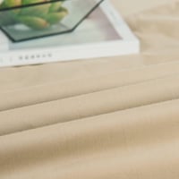 Image 3 of DaDa Bedding Luxury Soft Cotton Beige Fitted Bed Sheet &amp; Pillow Cases