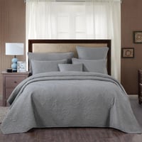 Image 2 of DaDa Bedding Floral Vintage Stone Wash Grey Matelassé Ash Silver