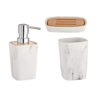 Image 1 of Bath Set White Brown Plastic Bamboo