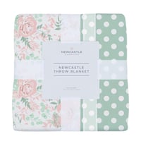 Image 1 of Desert Rose and Jade Polka Dot Cotton Muslin Throw Blanket