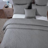 Image 3 of DaDa Bedding Floral Vintage Stone Wash Grey Matelassé Ash Silver
