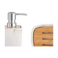 Image 2 of Bath Set White Brown Plastic Bamboo