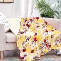 Image 1 of DaDa Bedding Yellow Floral Quilted Throw Blanket - Hummingbirds
