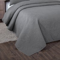 Image 4 of DaDa Bedding Floral Vintage Stone Wash Grey Matelassé Ash Silver