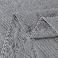 Image 5 of DaDa Bedding Floral Vintage Stone Wash Grey Matelassé Ash Silver