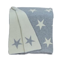 Image 1 of Gray and White Stars Knitted Throw Blanket