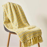 Image 9 of Pastoral Style Yellow Knitted Woolen Blanket