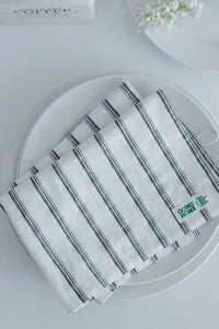 Image 9 of Retro Farmhouse French Linen Stripe Placemat for Elegant Table Setting