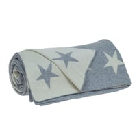 Image 3 of Gray and White Stars Knitted Throw Blanket