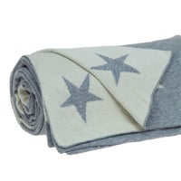 Image 4 of Gray and White Stars Knitted Throw Blanket