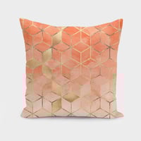 Image 1 of Soft Peach Gradient Cubes Cushion/Pillow