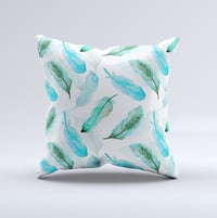 Image 1 of The Feathery Watercolor ink-Fuzed Decorative Throw Pillow