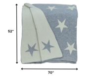 Image 5 of Gray and White Stars Knitted Throw Blanket