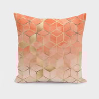 Image 2 of Soft Peach Gradient Cubes Cushion/Pillow