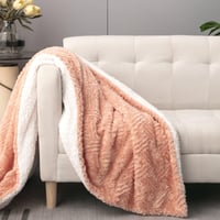 Image 7 of DaDa Bedding Coral Peach Rose Faux Fur Throw Blanket - Dreamy