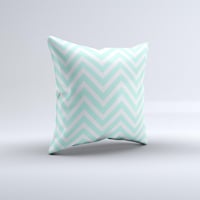 Image 5 of Light Teal &amp; White Sharp Chevron  Ink-Fuzed Decorative Throw Pillow