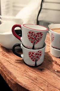 Image 2 of Set of 2 Handmade Ceramic Mugs with Embossed Tree and Heart Design