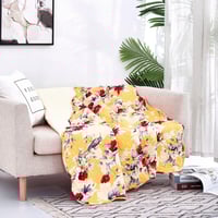 Image 9 of DaDa Bedding Yellow Floral Quilted Throw Blanket - Hummingbirds