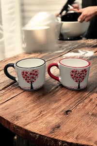 Image 3 of Set of 2 Handmade Ceramic Mugs with Embossed Tree and Heart Design