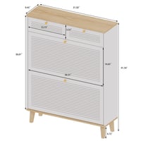 Image 2 of Cabinet With 2 Flip-Up Doors and 2 Drawers, narrow, free standing Shoe Organizer