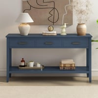 Image 2 of Contemporary 3-Drawer Console Table With 1 Shelf, for Entryway, Living Room