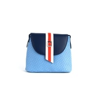 Image 1 of Kate - Blue Vegan Basket Weave Bag