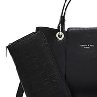 Image 2 of Aaliyah Faux Crocodile Handbag Set ( 2-Pack) - BLACK