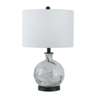 Image 3 of 14x14x23' White and Grey Glass Table Lamp